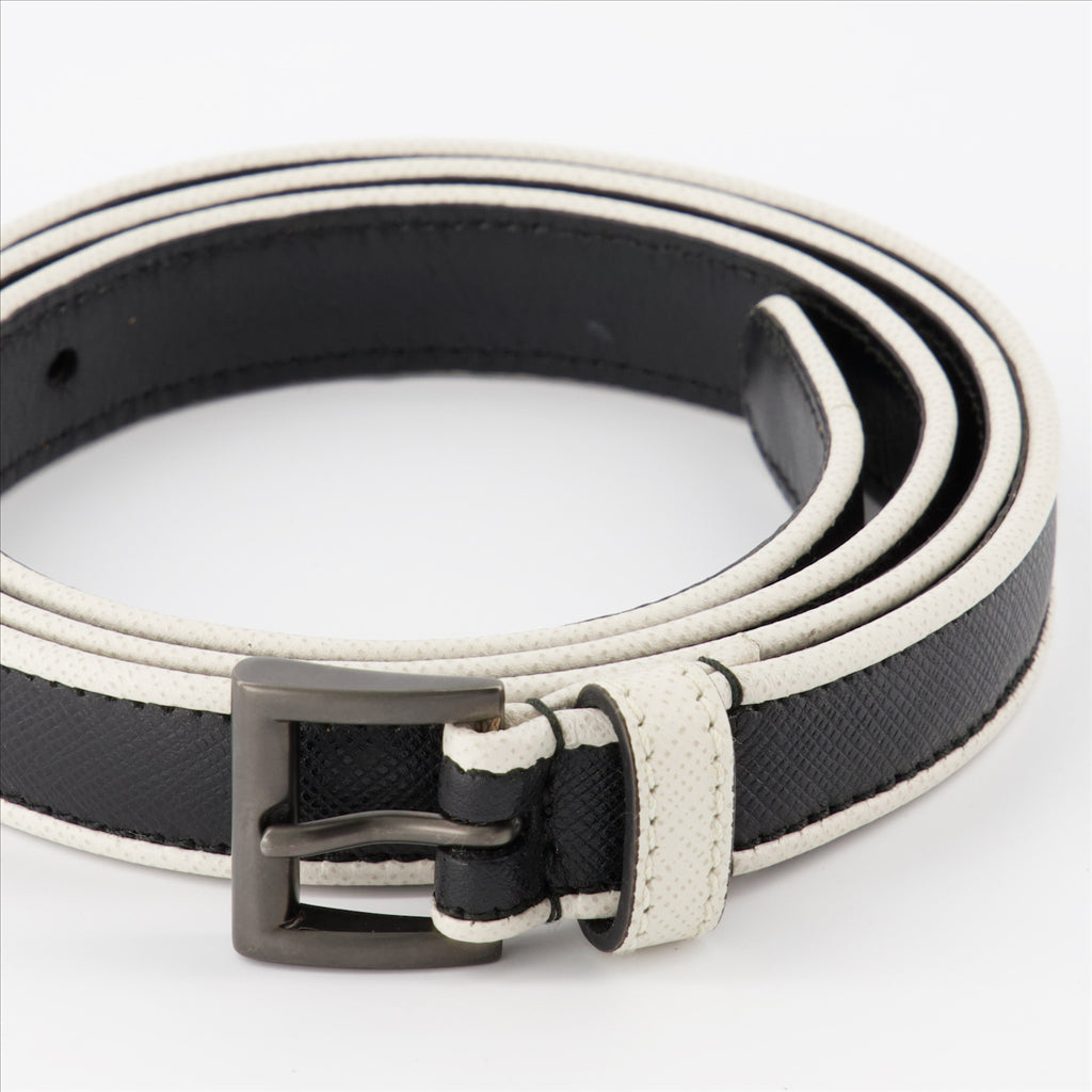Cinturones Ceinture Saffiano bicolore Prada Blanco Femme