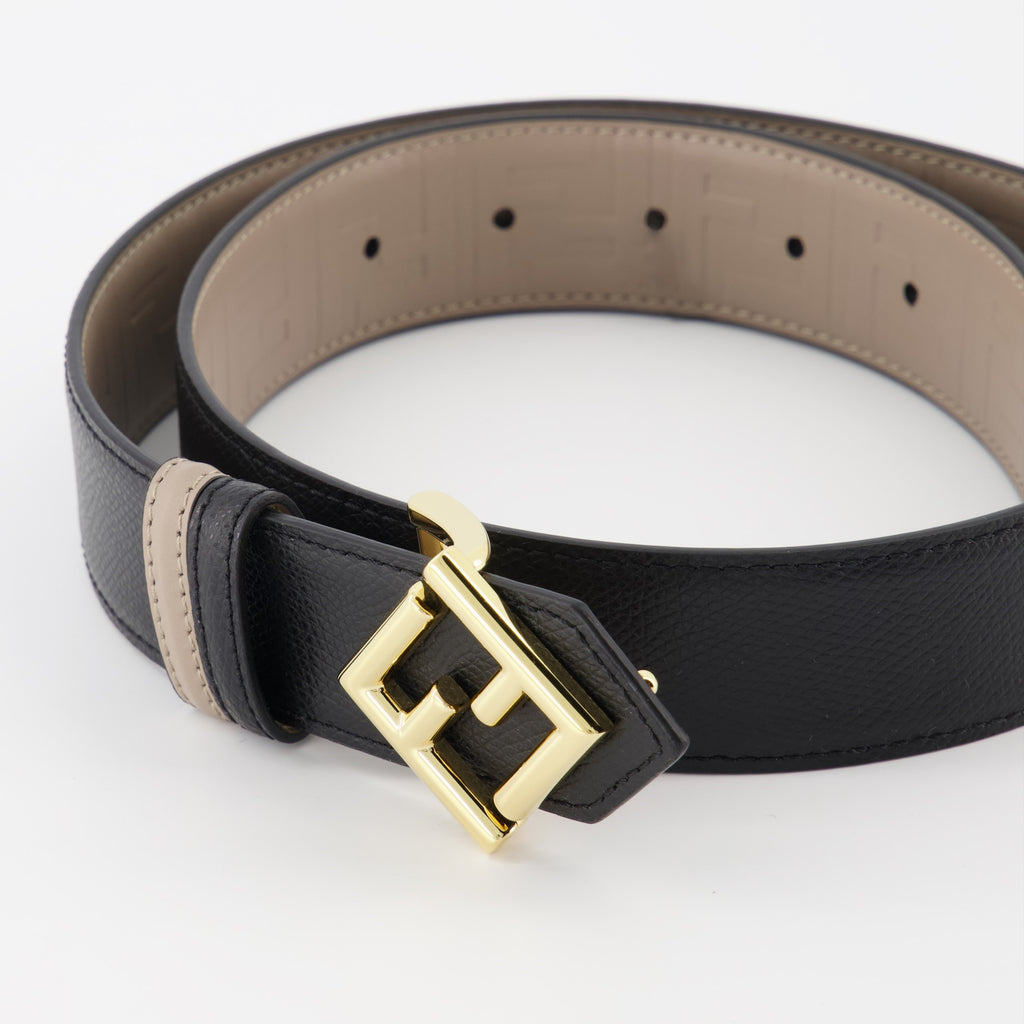 Ceinture réversible FF noir beige