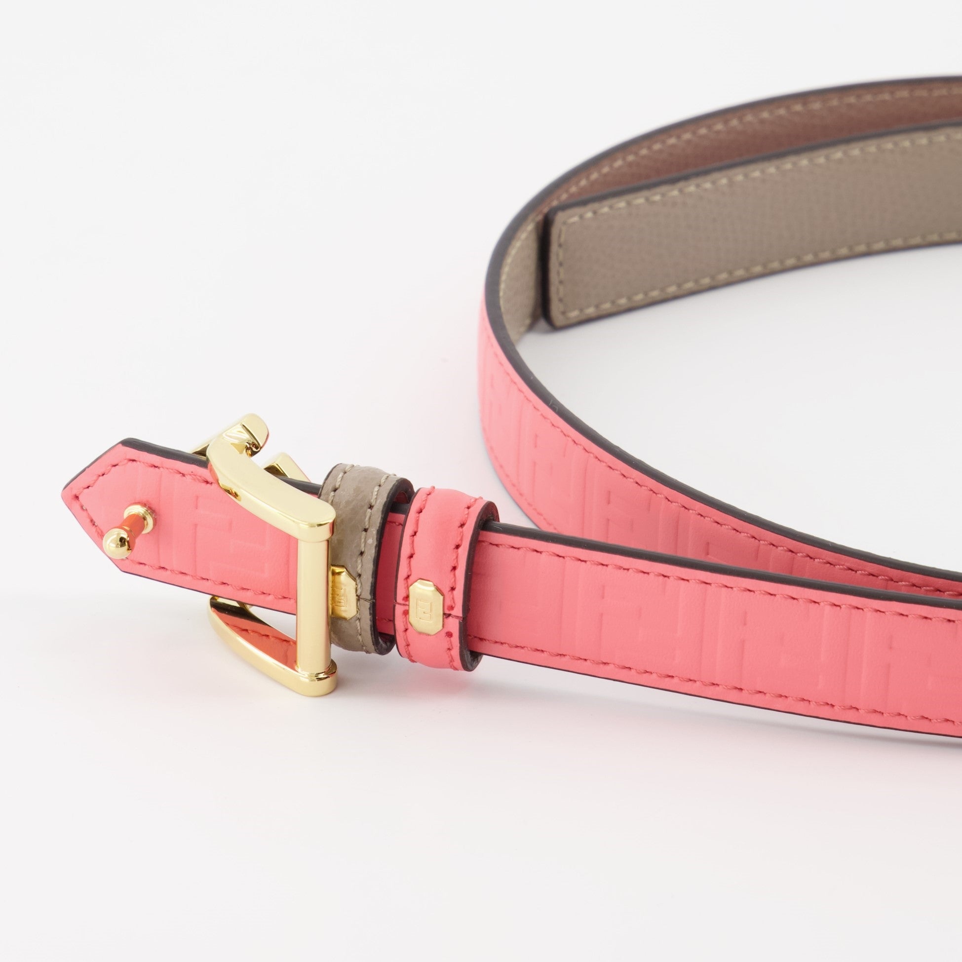 Ceinture réversible FF rose beige