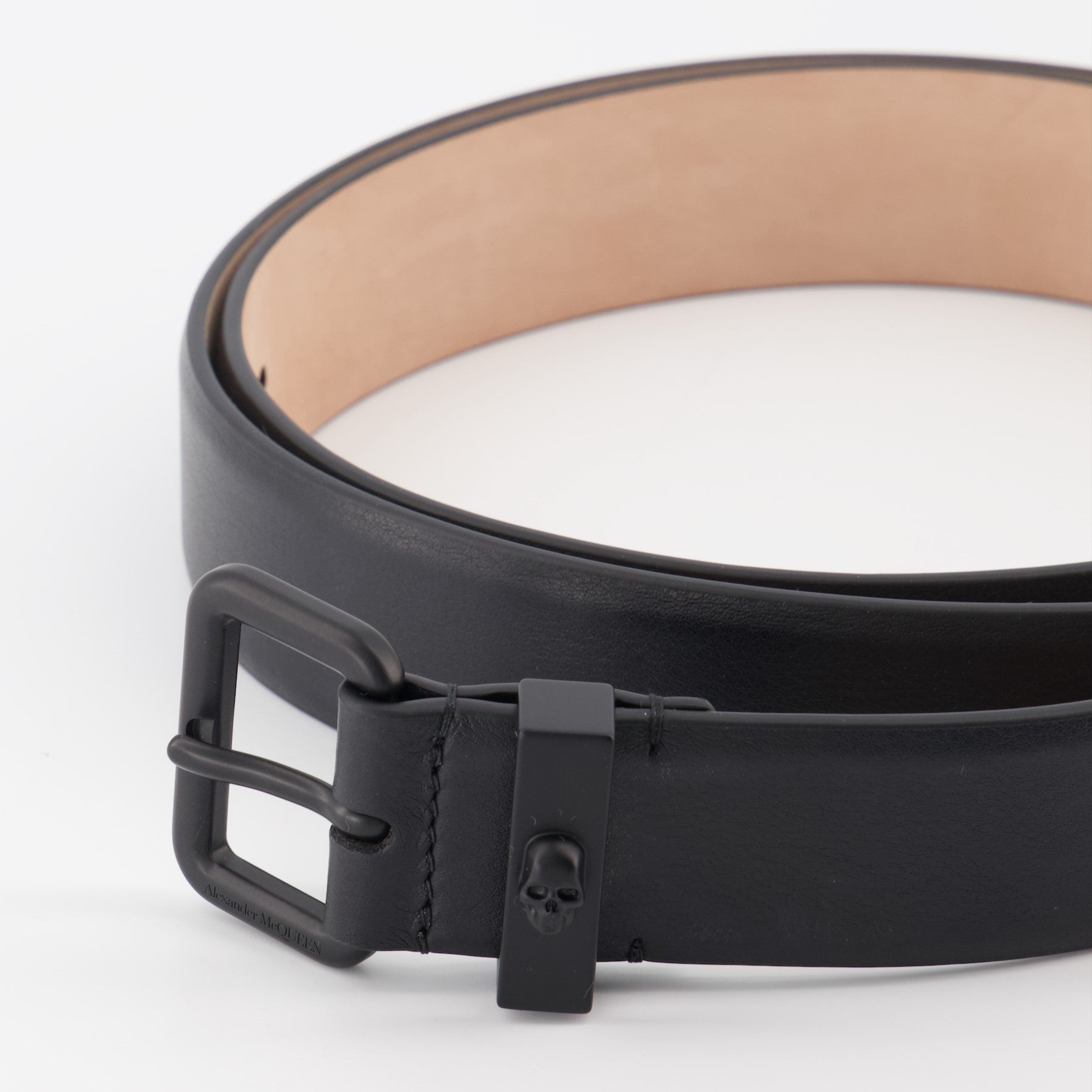 Ceinture Skull en cuir noir