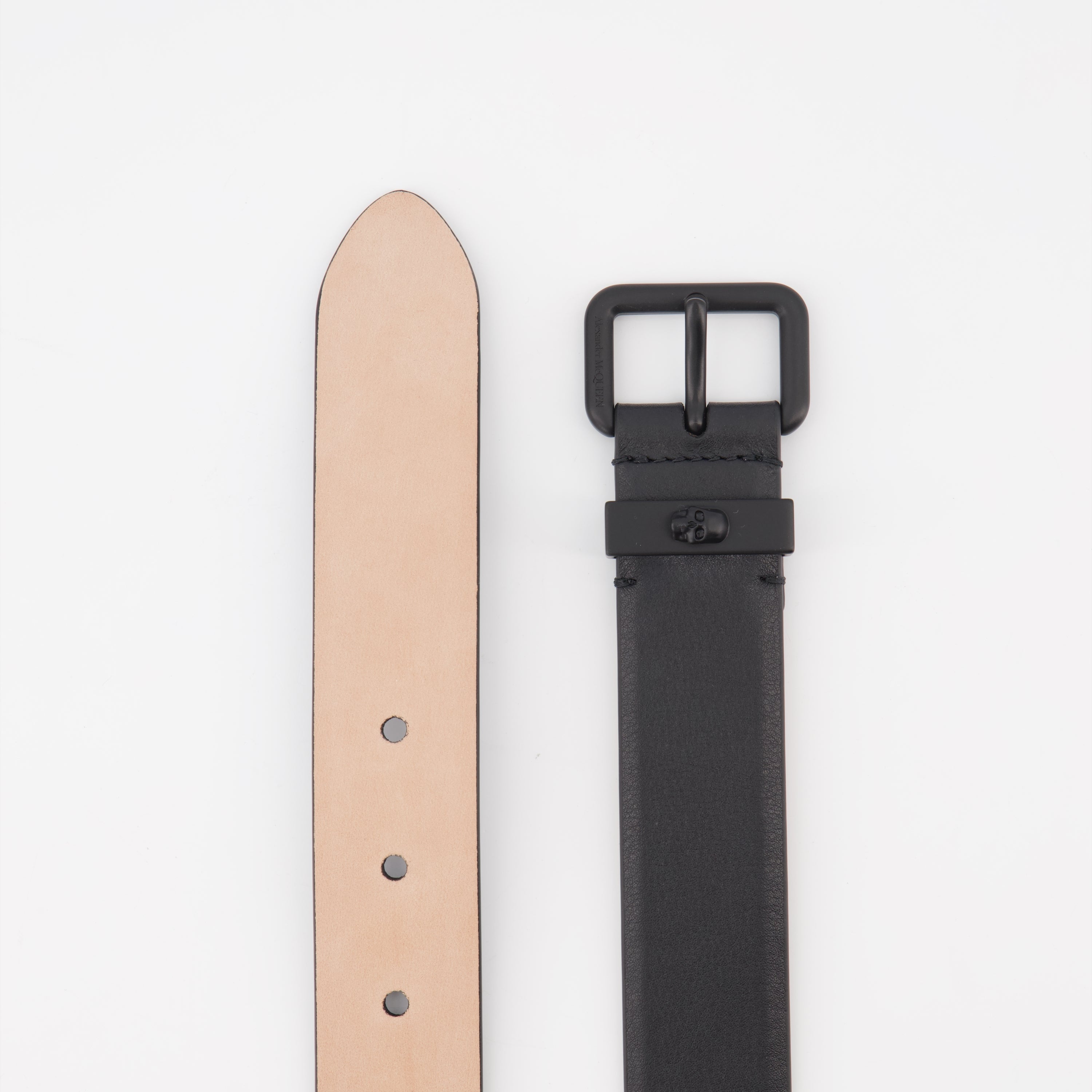 Ceinture Skull en cuir noir