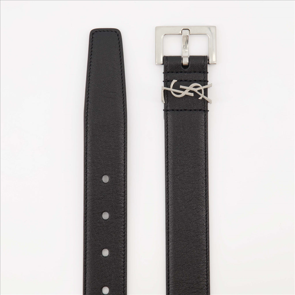 Cinture Ceinture YSL Noir Saint Laurent Nero Homme