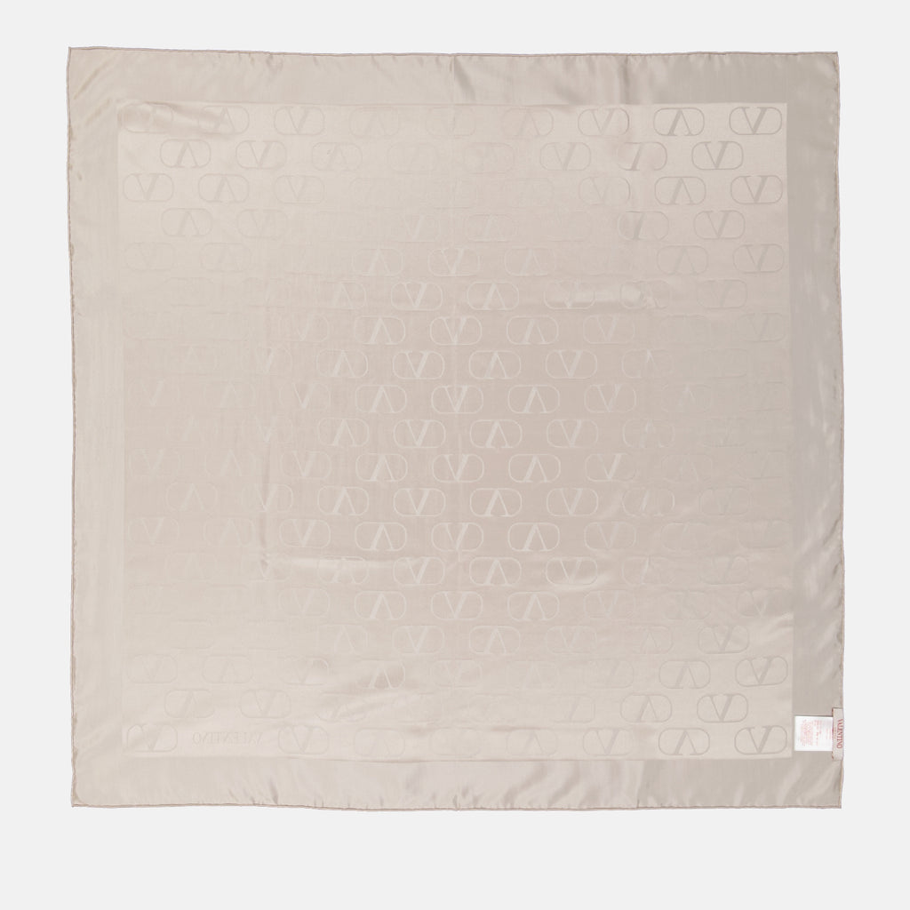 Sciarpe e guanti Châle en soie VLogo Signature Valentino Garavani Beige Femme