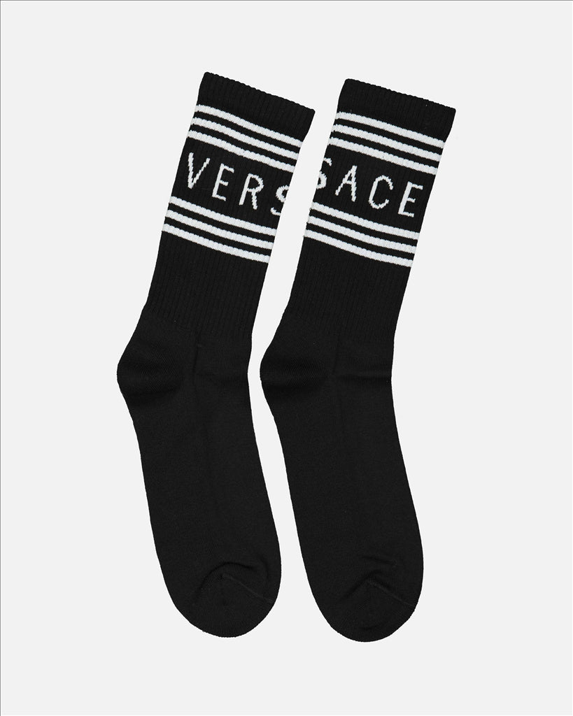 Chaussettes à logo Versace pour Femme Noir