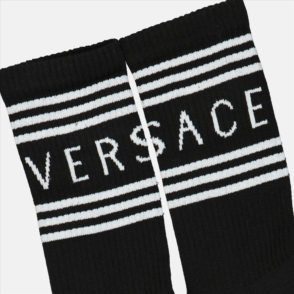 Roupa íntima e homewear Chaussettes à logo Versace pour Femme Noir Versace Preto Femme