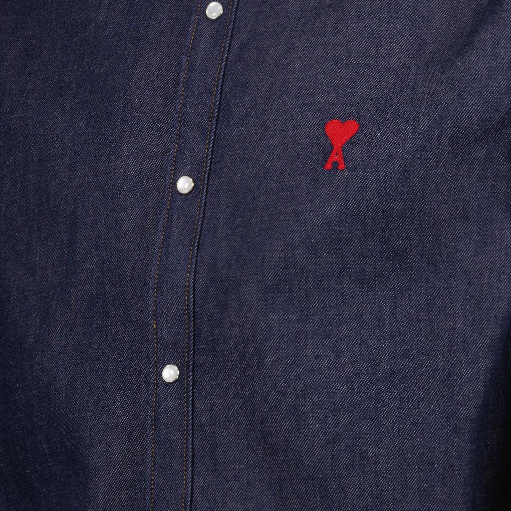 Hemden Chemise à logo Ami PARIS Blau Unisex