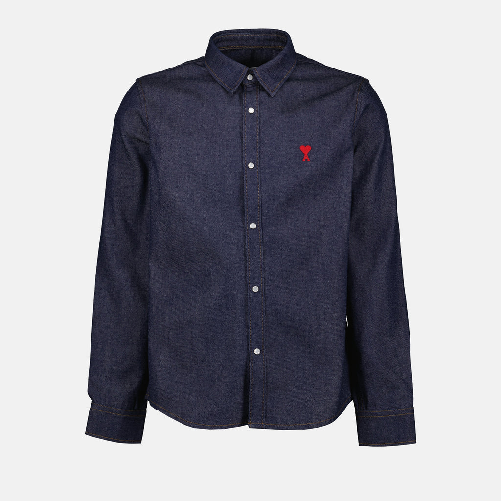 Hemden Chemise à logo Ami PARIS Blau Unisex