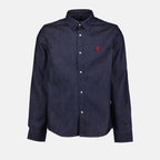 Hemden Chemise à logo Ami PARIS Blau Unisex