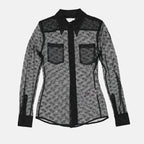 Chemise ajourée en tissu transparent noir