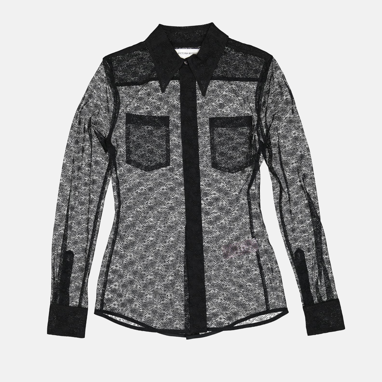 Chemise ajourée en tissu transparent noir