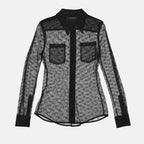 Chemise ajourée en tissu transparent noir