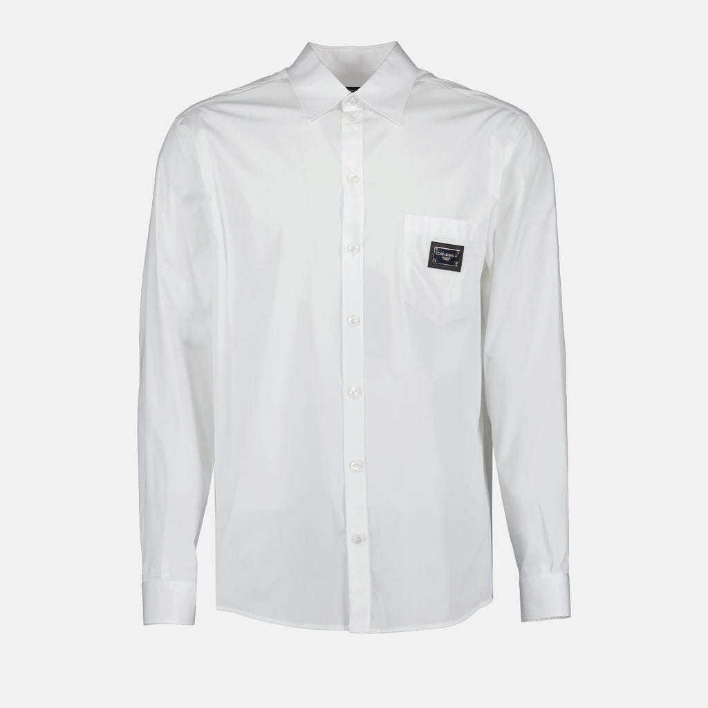 Shirts Plaque Logo Shirt Dolce & Gabbana White Man