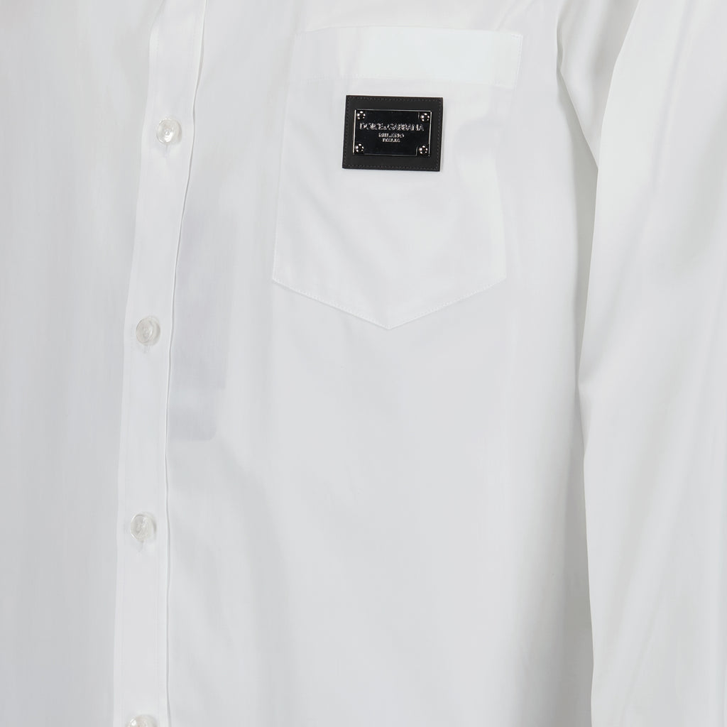 Shirts Plaque Logo Shirt Dolce & Gabbana White Man