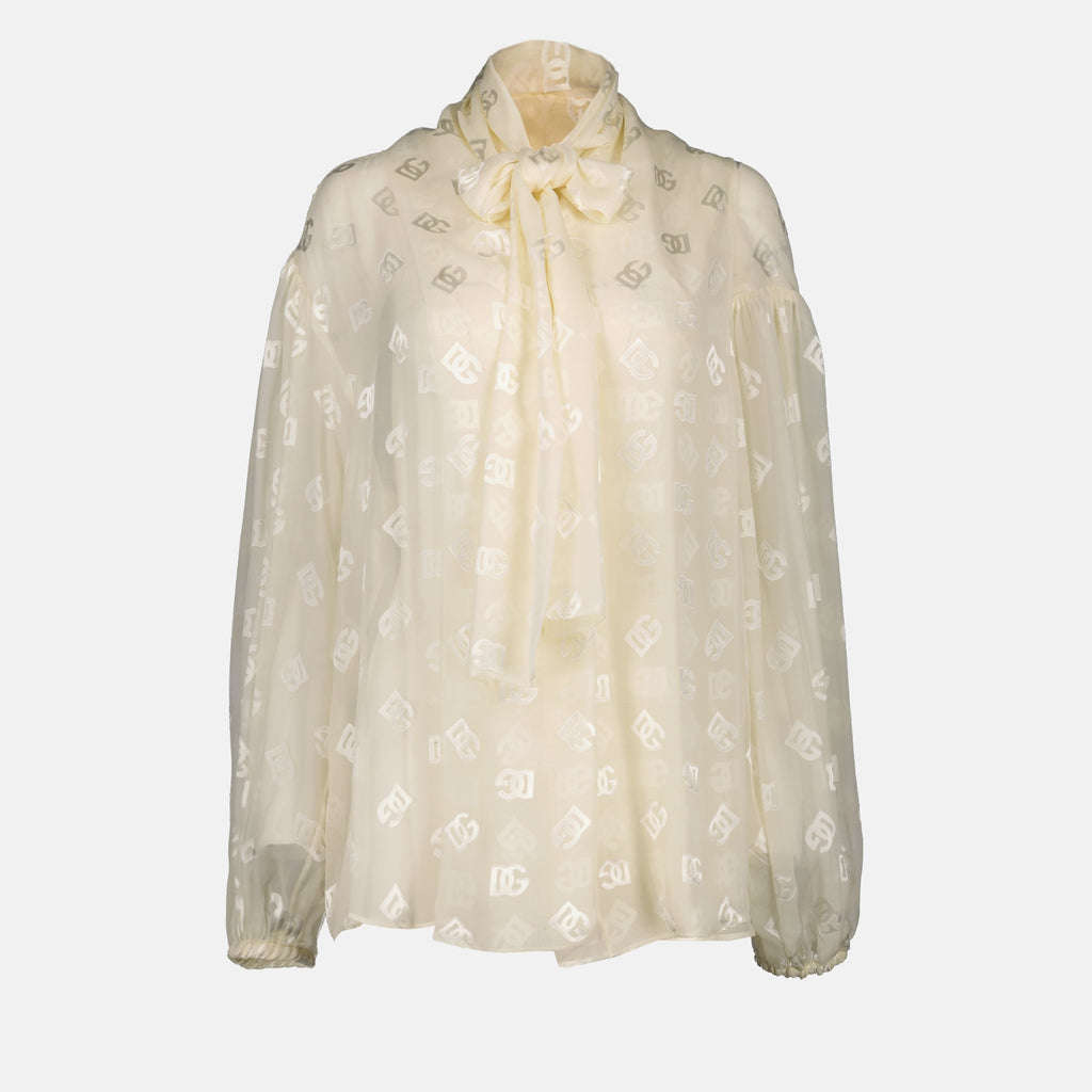 셔츠 Chemise en satin dévoré Dolce & Gabbana 베이지 Femme