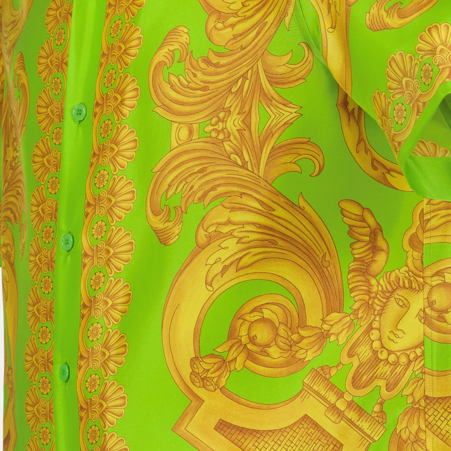 Camicie Chemise Barocco 660 Versace Verde Homme