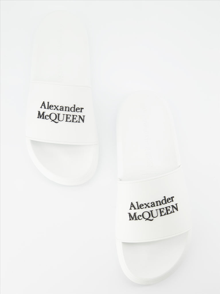 Open shoes Logo slides Alexander McQueen White Man