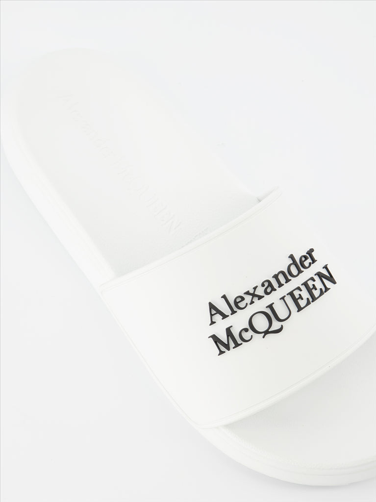 Open shoes Logo slides Alexander McQueen White Man