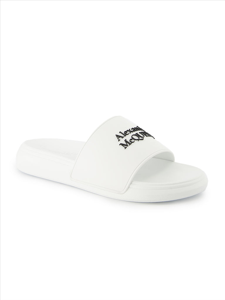 Open shoes Logo slides Alexander McQueen White Man