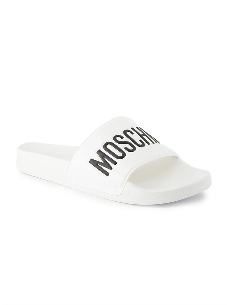 Scarpe aperte Claquette à logo Moschino Bianco Homme