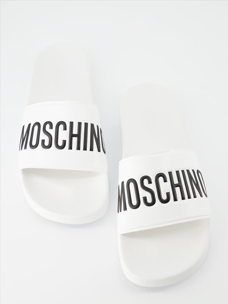 Scarpe aperte Claquette à logo Moschino Bianco Homme