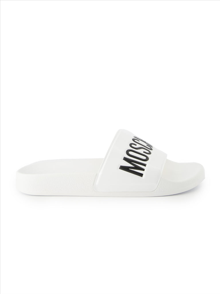 Scarpe aperte Claquette à logo Moschino Bianco Homme