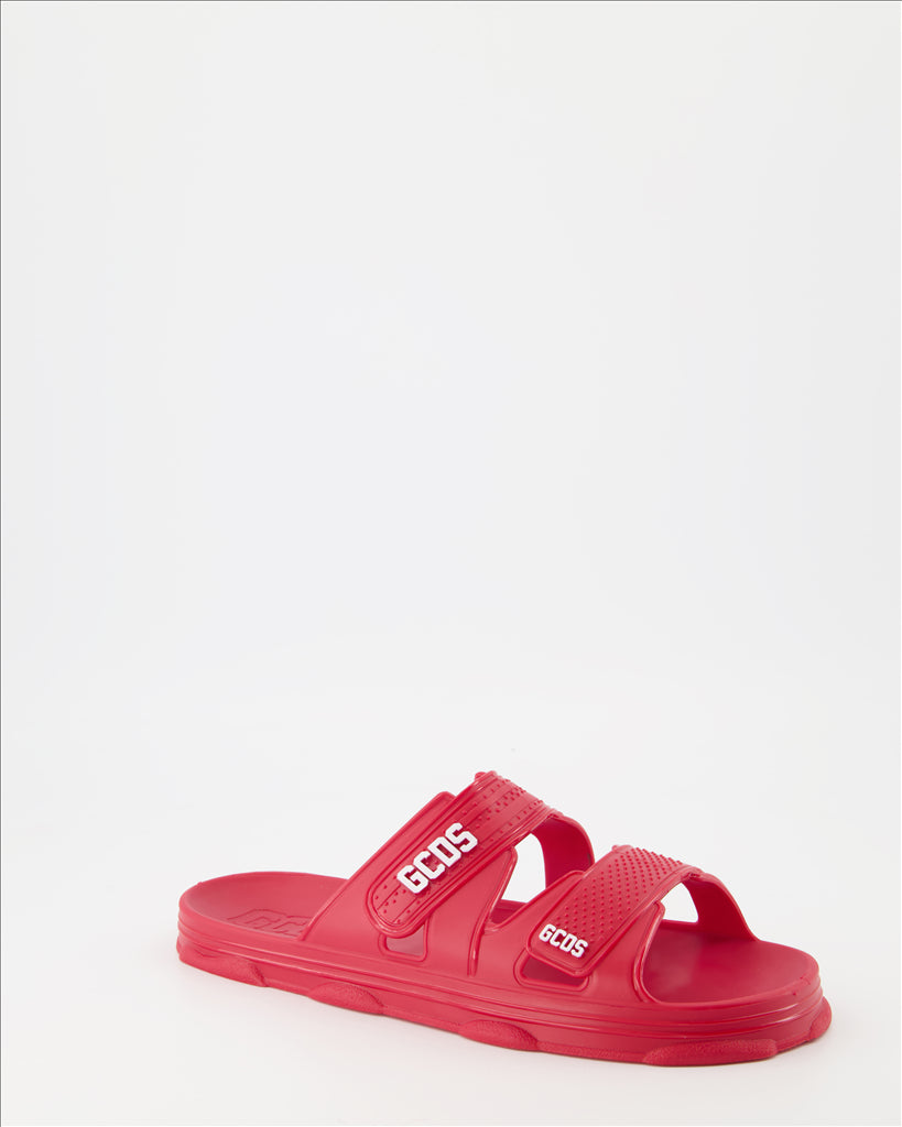 Open shoes Double strap slides GCDS Red Unisex