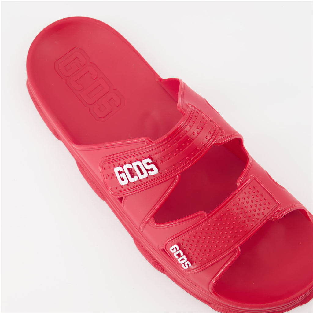 Open shoes Double strap slides GCDS Red Unisex