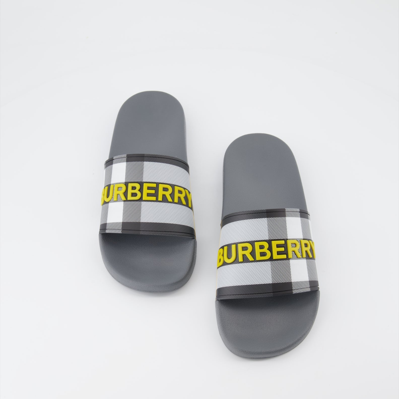 Open shoes Checked slides Burberry Gray Man