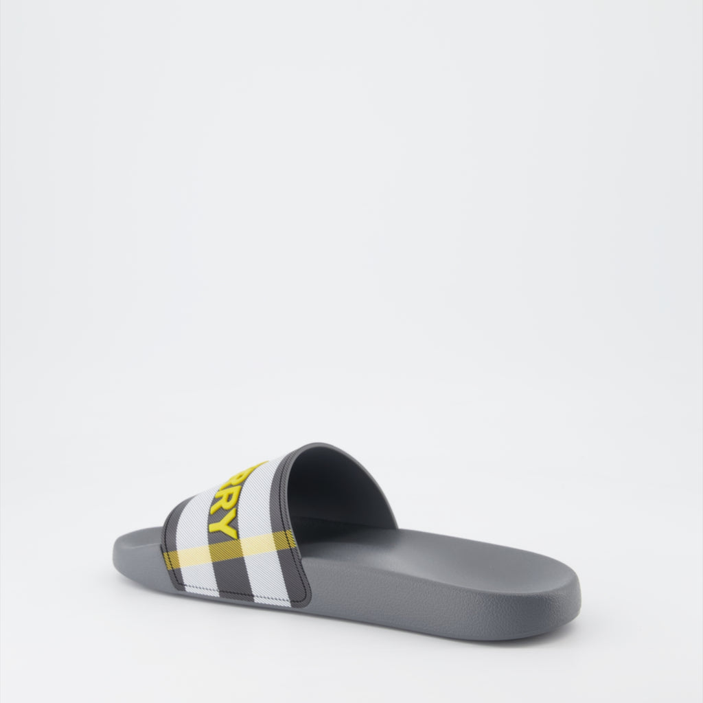 Open shoes Checked slides Burberry Gray Man
