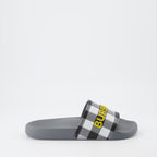 Open shoes Checked slides Burberry Gray Man