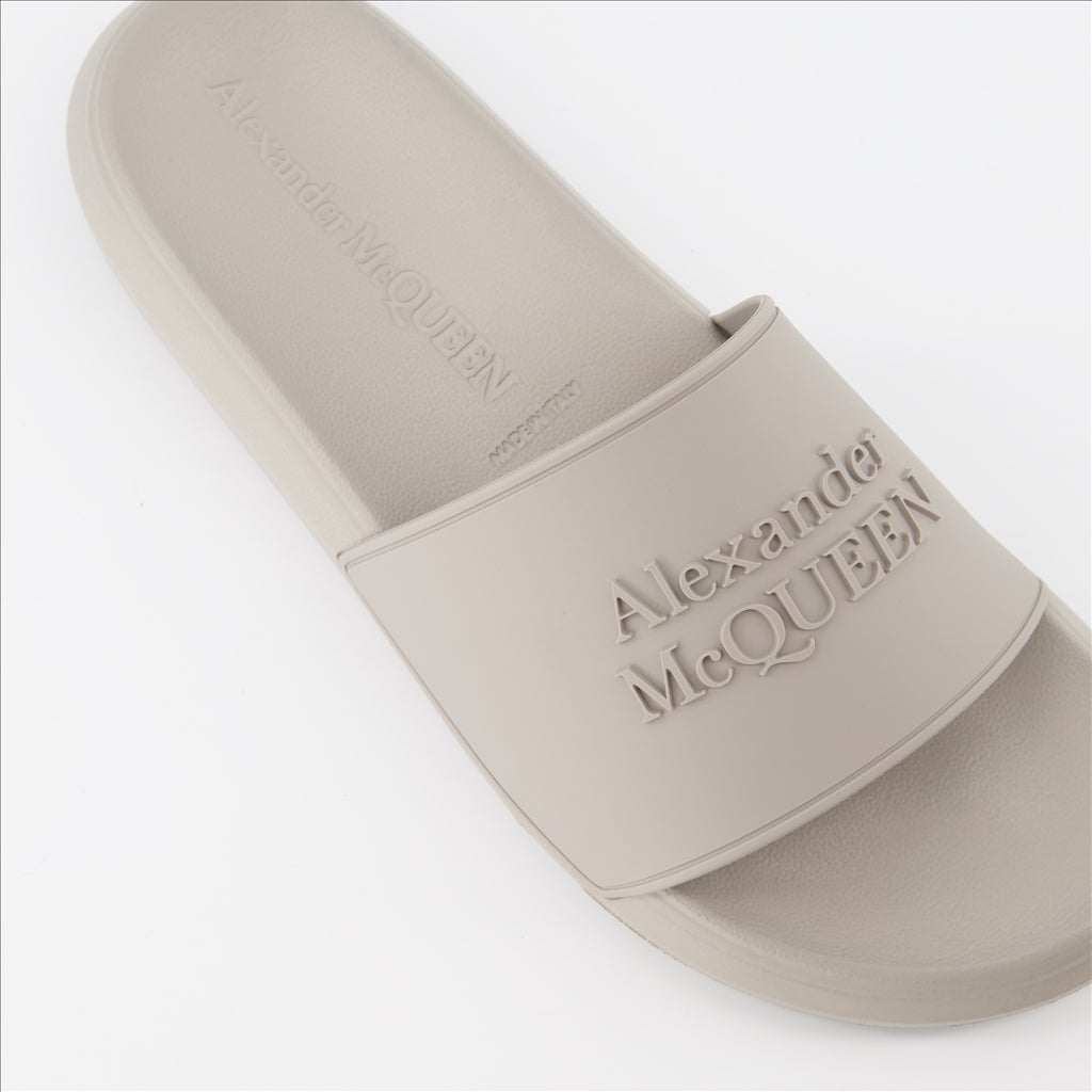 Open shoes Logo slides Alexander McQueen Gray Man
