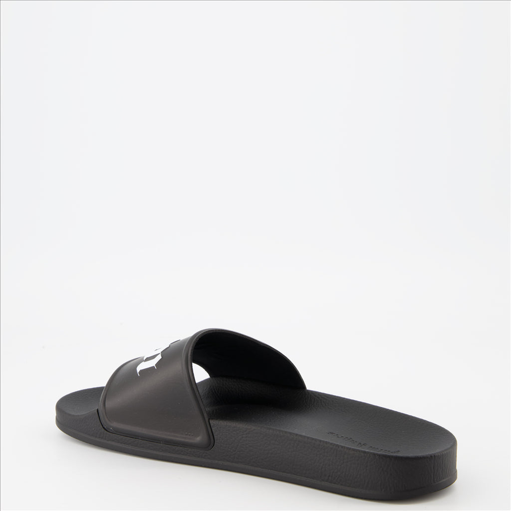 Offene schuhe Claquettes à logo Palm Angels Schwarz Homme