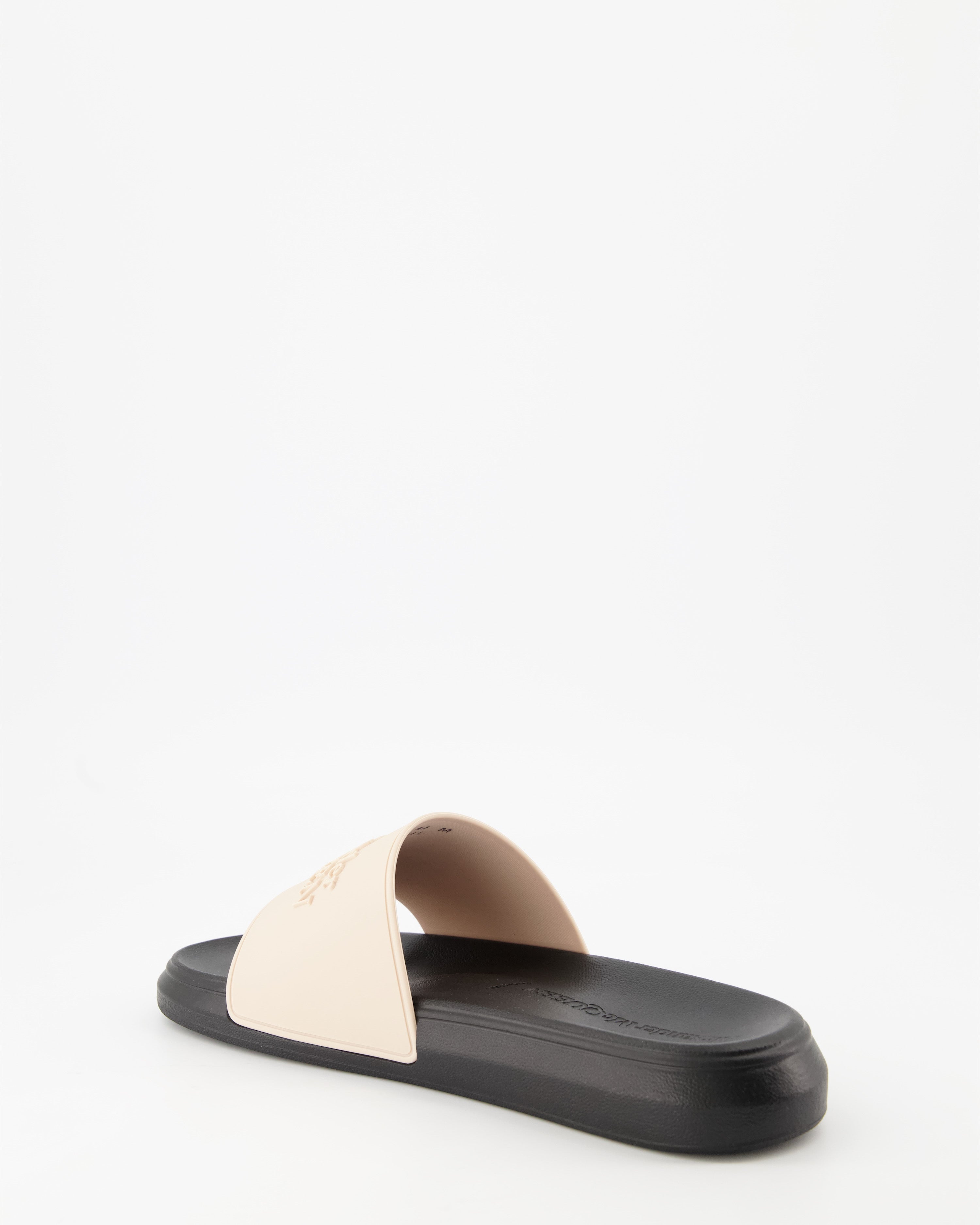 Open shoes Logo slides Alexander McQueen Beige Man