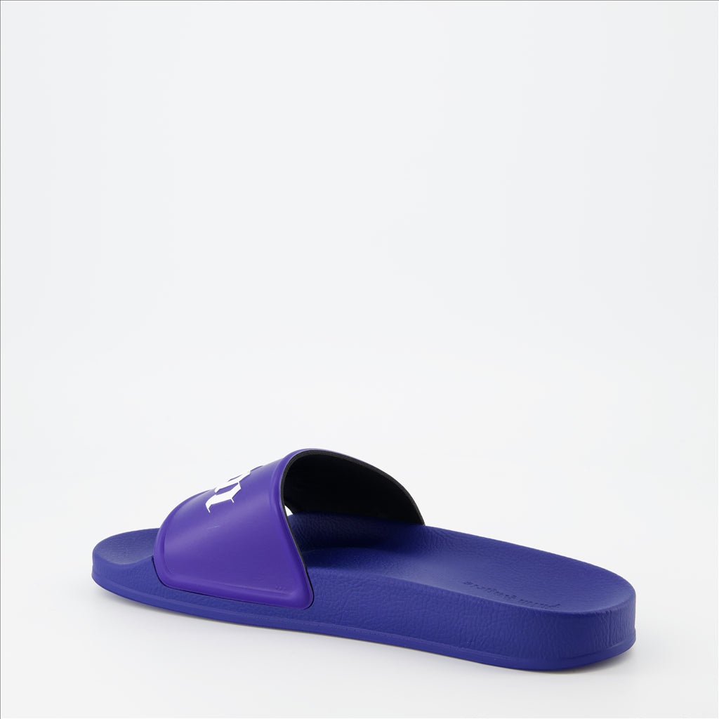 Open shoes Logo slides Palm Angels Purple Man