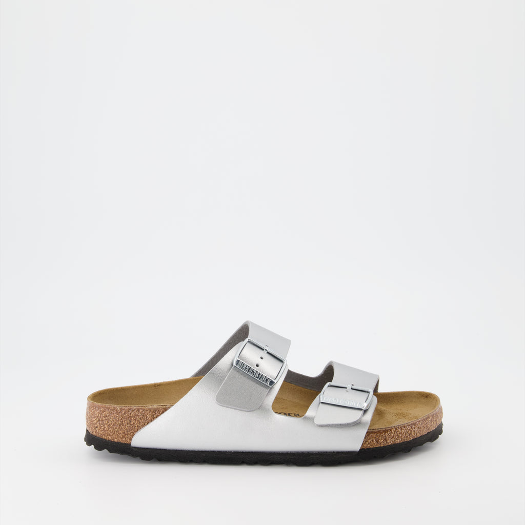 Offene schuhe Arizona Slipper Birkenstock Silber Femme