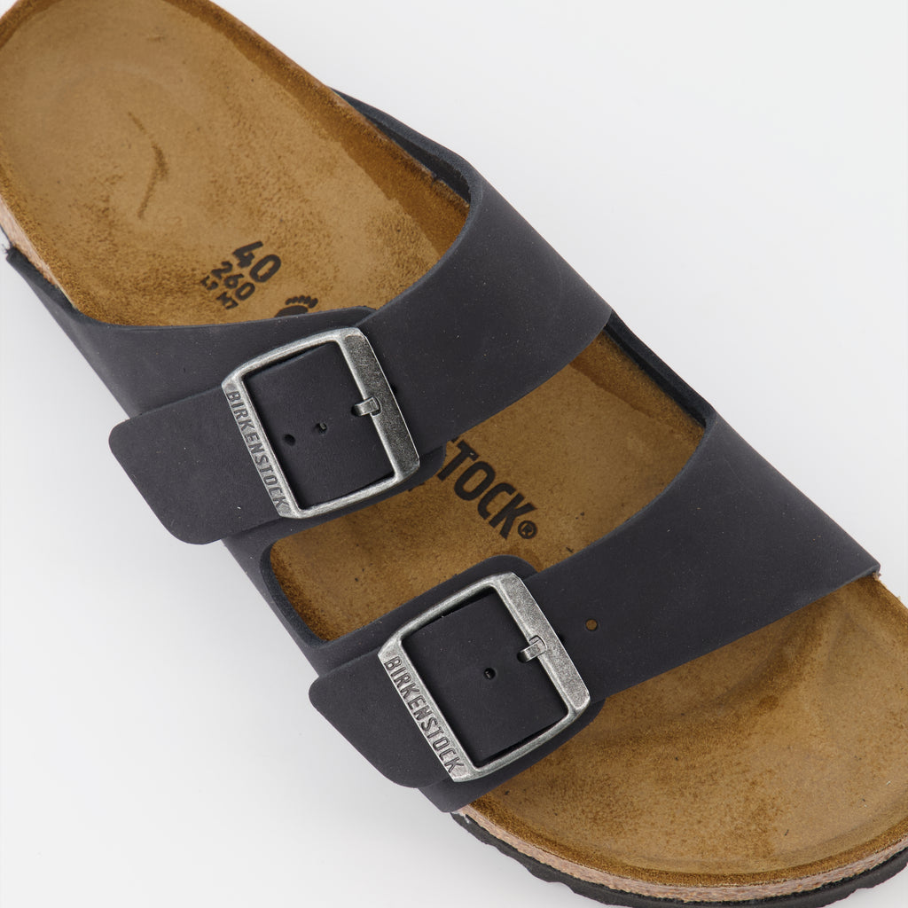 オープントゥシューズ アリゾナスリッパ Birkenstock 黒 女性