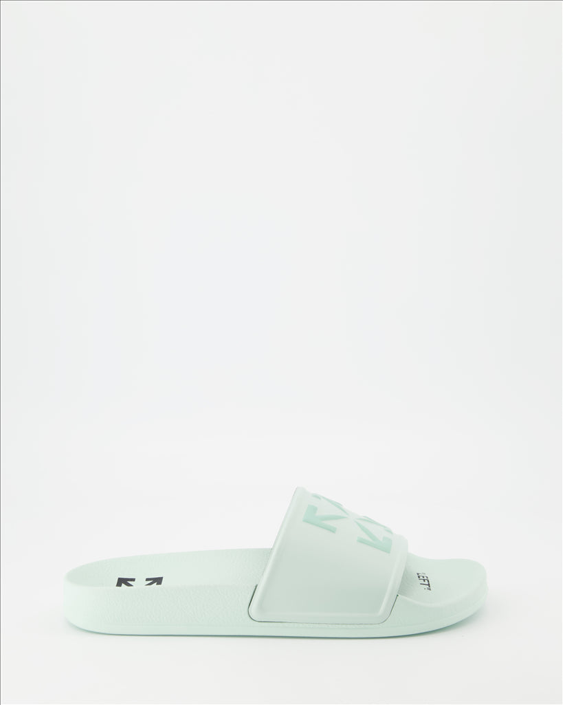 オープントゥシューズ アロースライド Off-White 緑 男