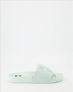 オープントゥシューズ アロースライド Off-White 緑 男