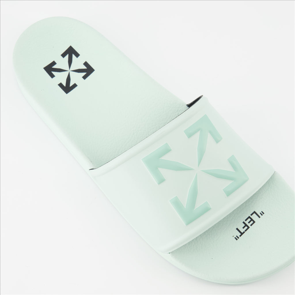 オープントゥシューズ アロースライド Off-White 緑 男