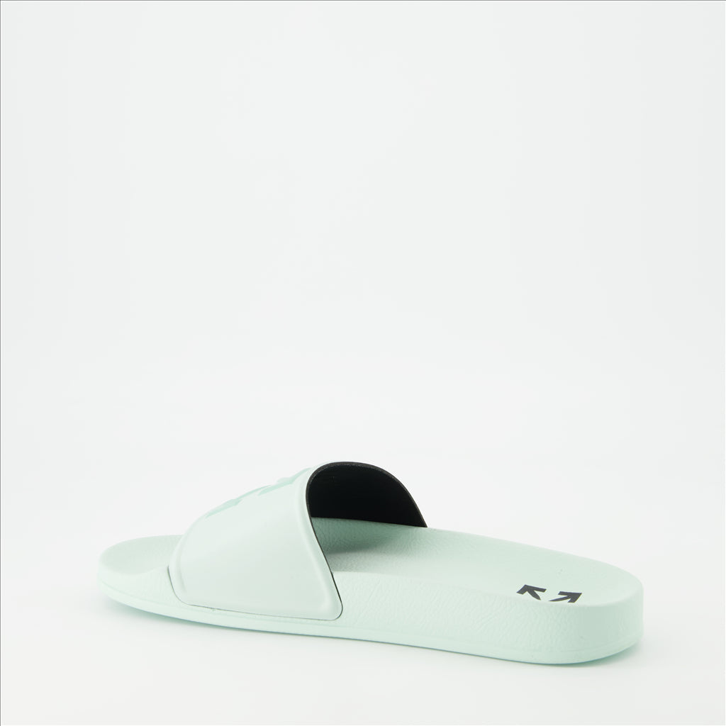 オープントゥシューズ アロースライド Off-White 緑 男