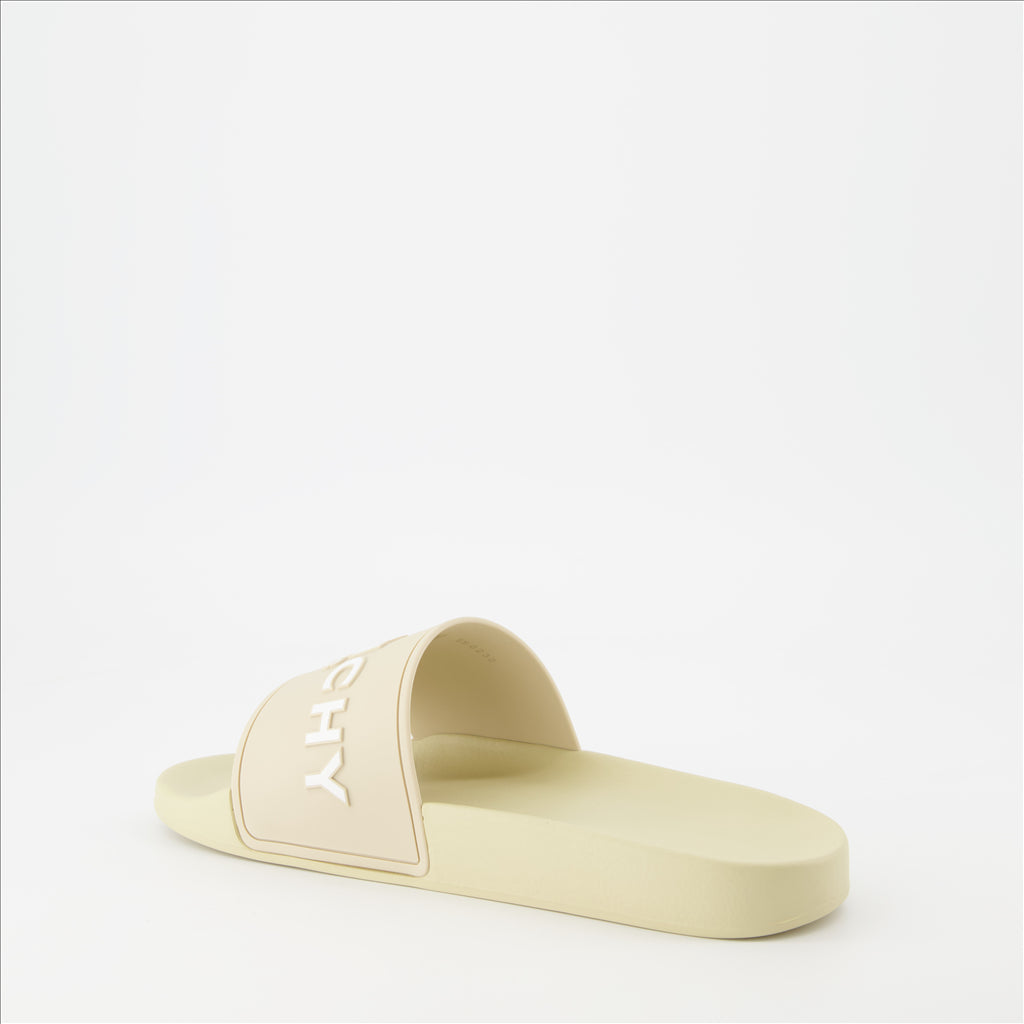 Offene schuhe Claquettes à logo Givenchy Beige Homme