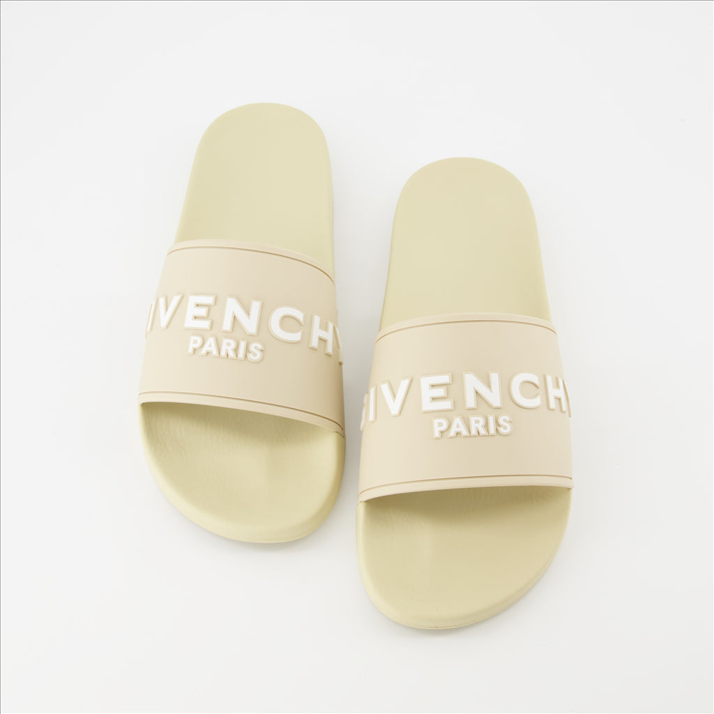 Offene schuhe Claquettes à logo Givenchy Beige Homme