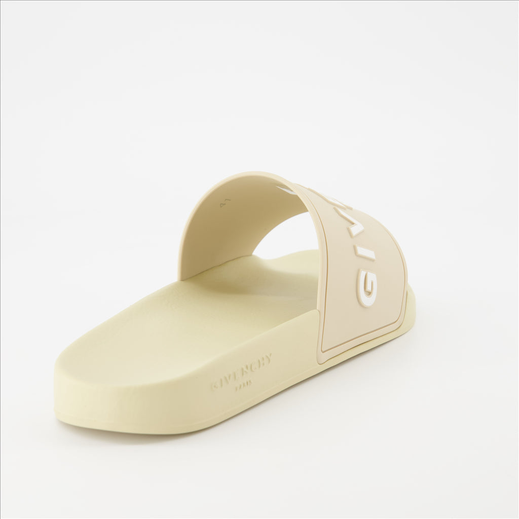 Offene schuhe Claquettes à logo Givenchy Beige Homme