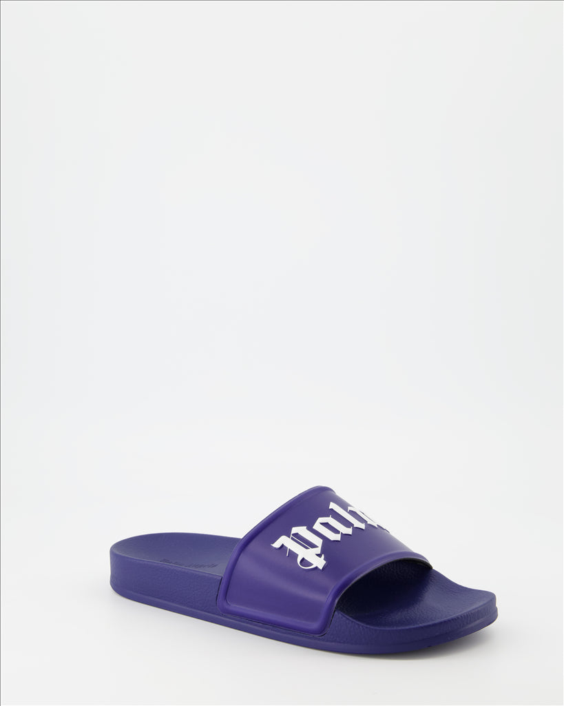 Scarpe aperte Claquettes à logo Palm Angels Blu Homme