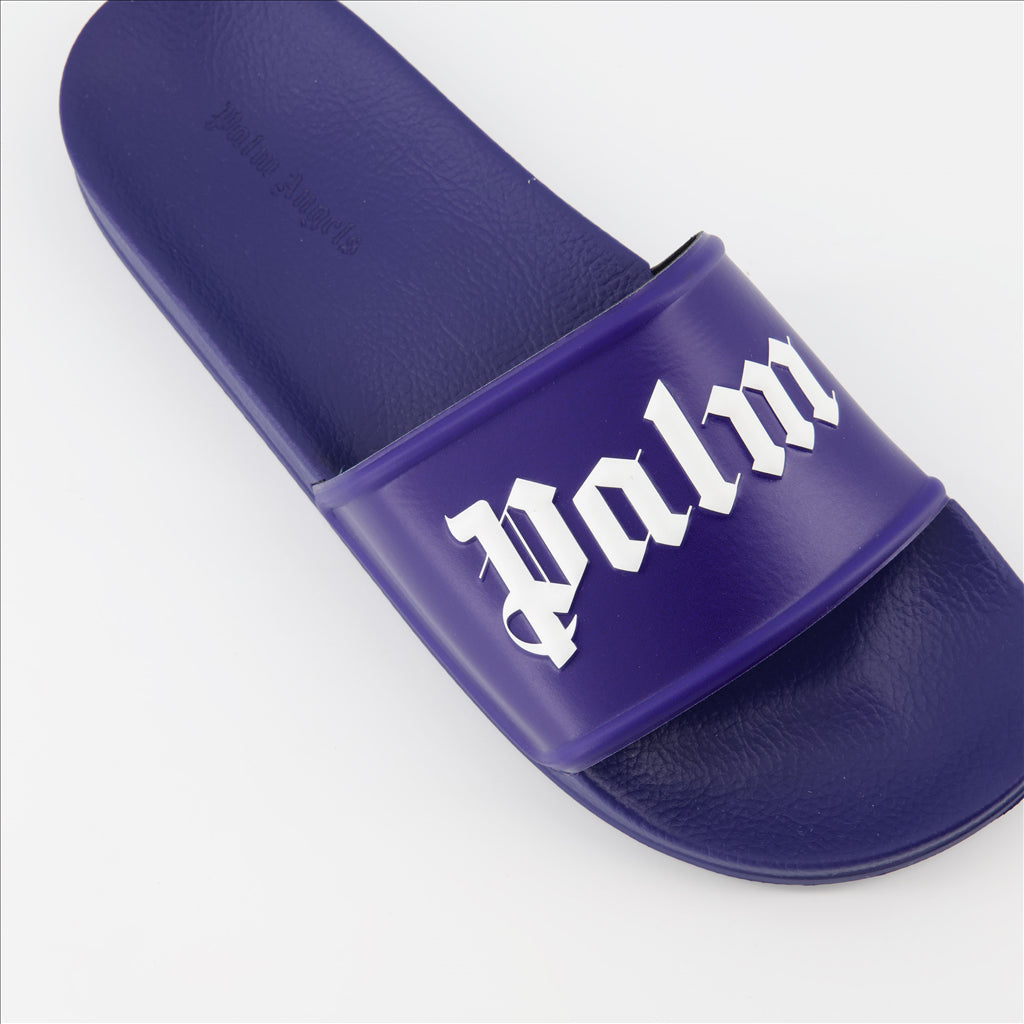 Scarpe aperte Claquettes à logo Palm Angels Blu Homme