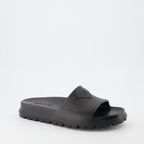 Open shoes Logo slides Prada Black Man