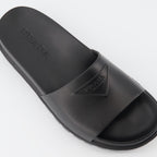 Open shoes Logo slides Prada Black Man