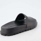 Open shoes Logo slides Prada Black Man