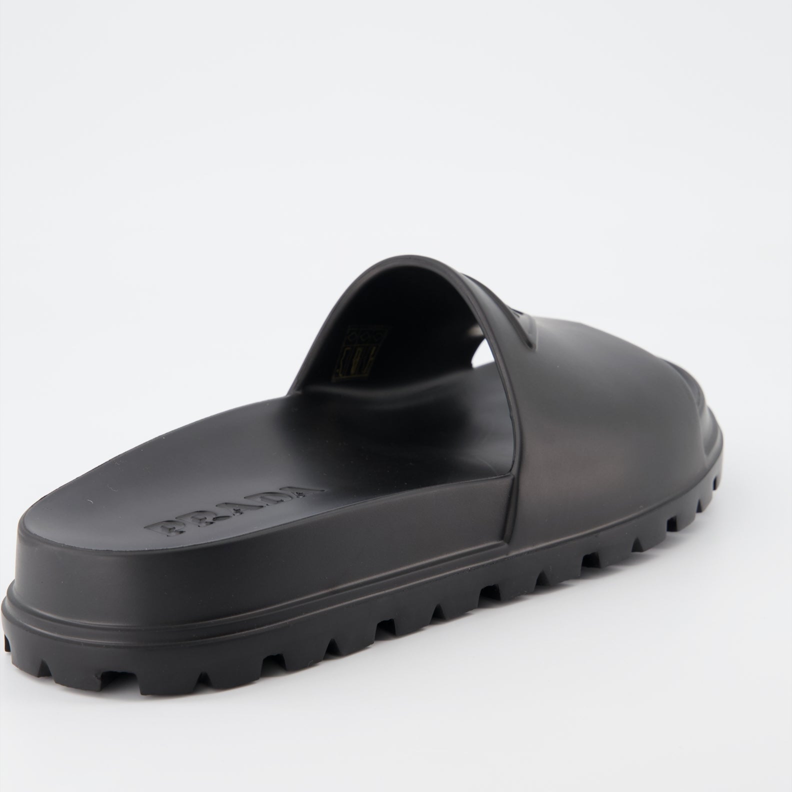 Open shoes Logo slides Prada Black Man