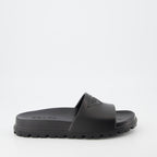 Open shoes Logo slides Prada Black Man